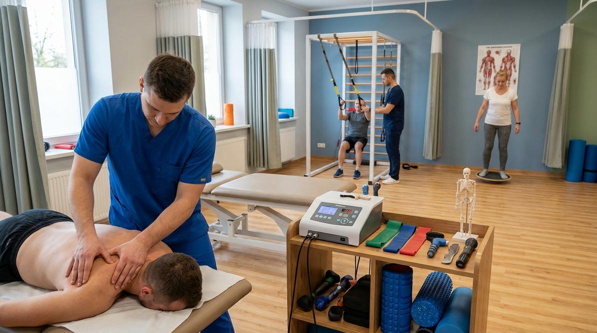 Fizjoterapeuta stosuje techniki terapii manualnej w indywidualnym planie leczenia w Białymstoku